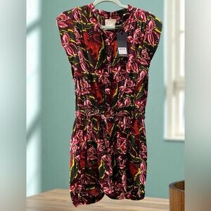 Scotch & Soda Floral Mini Dress - Black, Pink, Red, Green